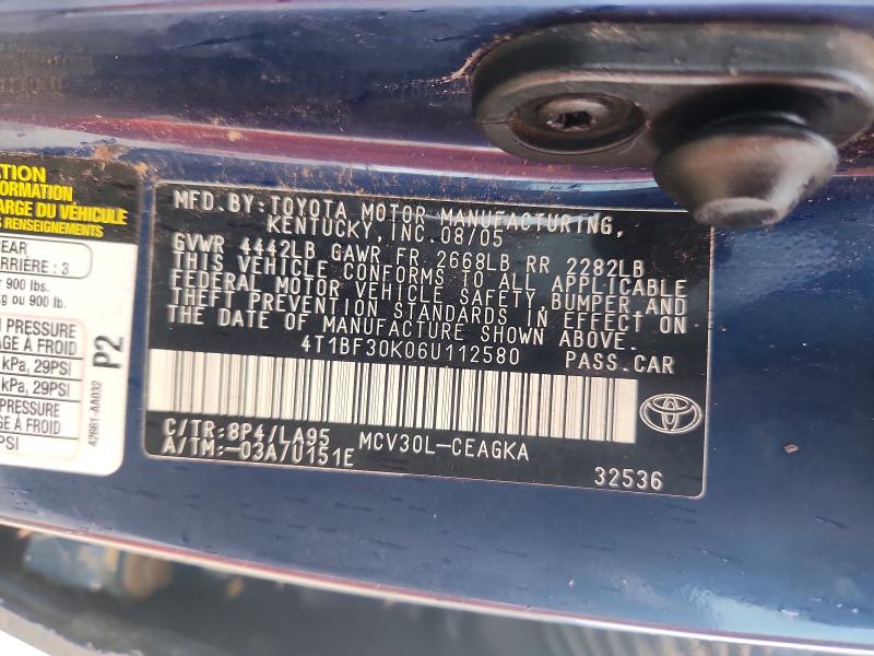 Продажа на аукционе авто 2006 Toyota Camry, vin: 4T1BF30K06U112580, номер лота: 71419306