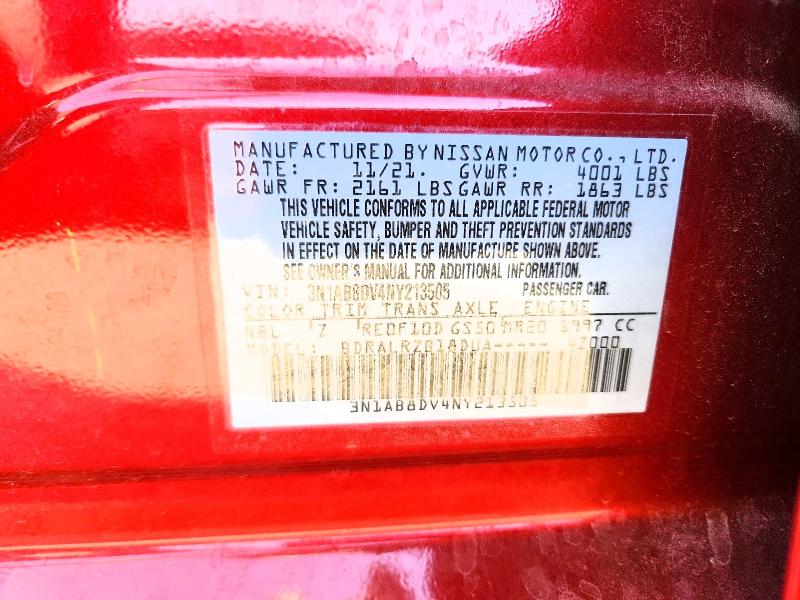 Aukcja sprzedaży 2022 Nissan Sentra, vin: 3N1AB8DV4NY213505, numer aukcji: 71980126
