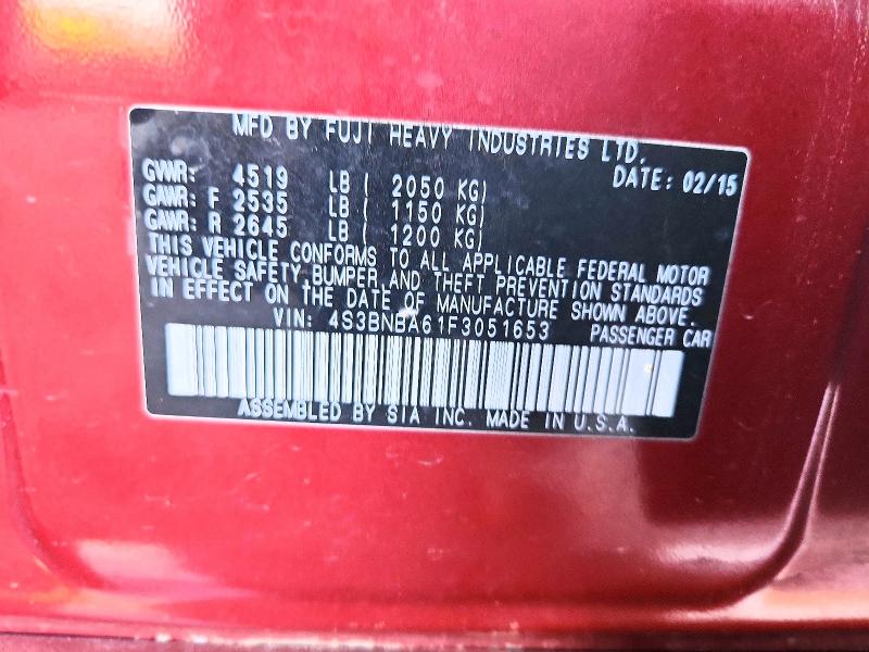 Auction sale of the 2015 Subaru Legacy, vin: 4S3BNBA61F3051653, lot number: 69462936