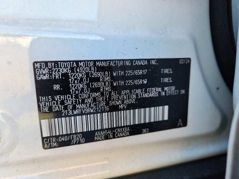 Продаж на аукціоні авто 2024 Toyota Rav4, vin: 2T3LWRFV9RW212116, номер лоту: 72436326