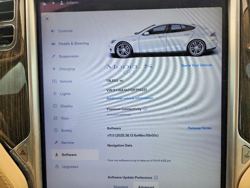 71671896 :رقم المزاد ، 5YJSA1AC1DFP10231 vin ، 2013 Tesla Model S مزاد بيع