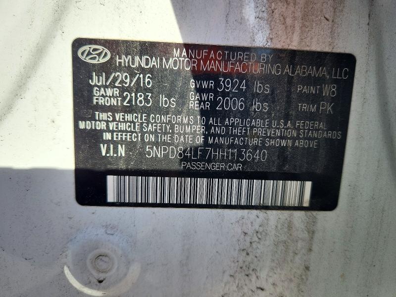 Продаж на аукціоні авто 2017 Hyundai Elantra, vin: 5NPD84LF7HH113640, номер лоту: 73077926
