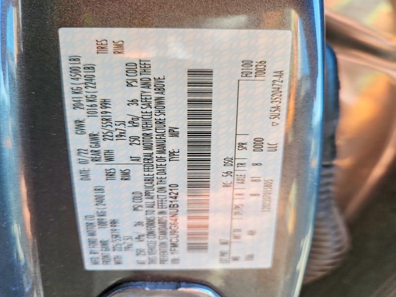 Продаж на аукціоні авто 2022 Ford Escape, vin: 1FMCU9G64NUB14210, номер лоту: 70734536