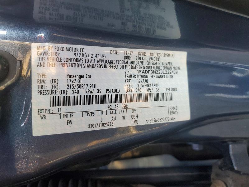 Продажа на аукционе авто 2018 Ford Focus, vin: 1FADP3N22JL222439, номер лота: 71845056