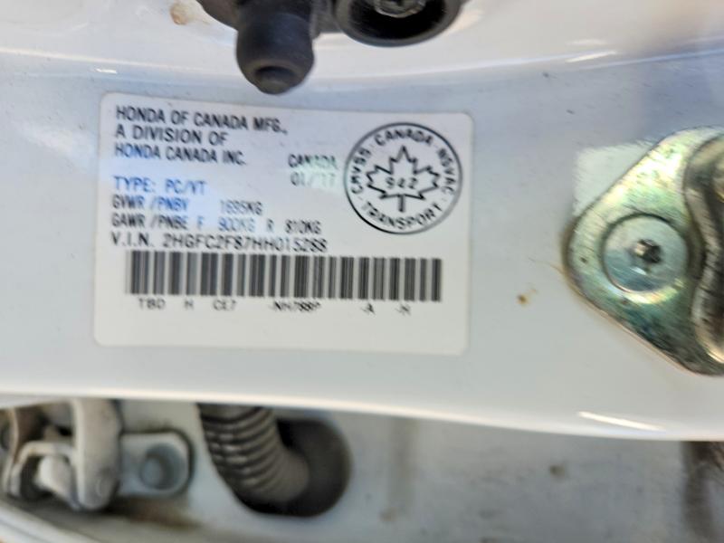 2017 Honda Civic მანქანა იყიდება აუქციონზე, vin: 2HGFC2F87HH015288, აუქციონის ნომერი: 70664526