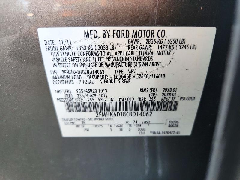 Aukcja sprzedaży 2012 Ford Flex, vin: 2FMHK6DT8CBD14062, numer aukcji: 72241186