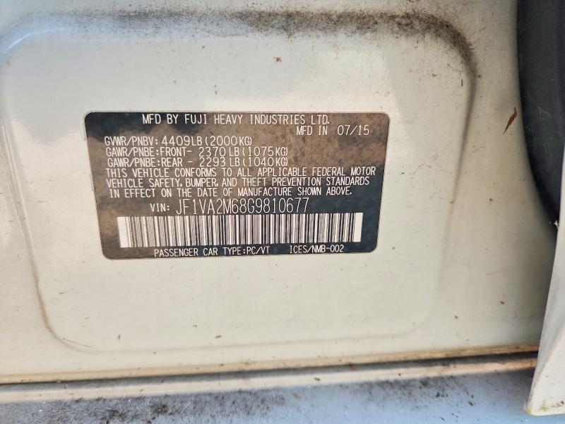 Продажа на аукционе авто 2016 Subaru Wrx, vin: JF1VA2M68G9810677, номер лота: 71050436