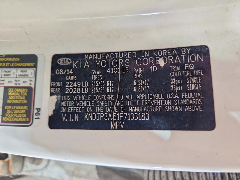 71600846 :رقم المزاد ، KNDJP3A51F7133183 vin ، 2015 Kia Soul مزاد بيع