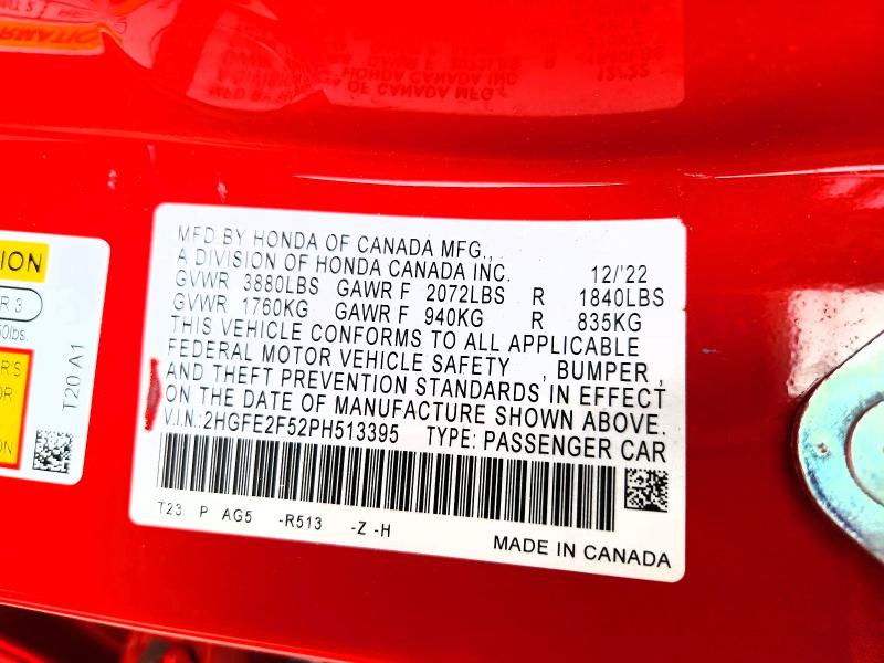 Продаж на аукціоні авто 2023 Honda Civic, vin: 2HGFE2F52PH513395, номер лоту: 71386606