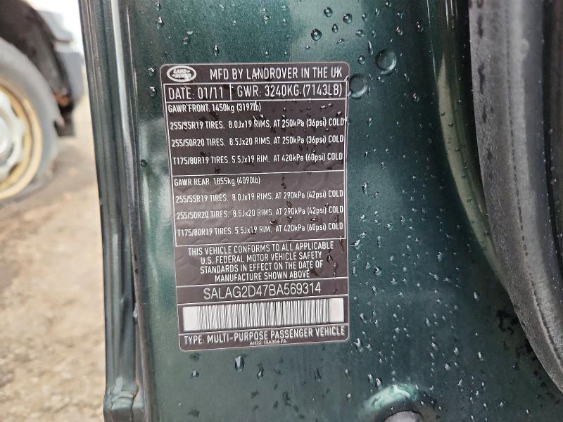 2011 Land Rover Lr4 მანქანა იყიდება აუქციონზე, vin: SALAG2D47BA569314, აუქციონის ნომერი: 70891866