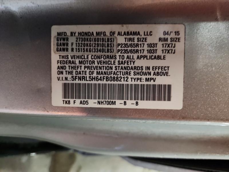 2015 Honda Odyssey მანქანა იყიდება აუქციონზე, vin: 5FNRL5H64FB088212, აუქციონის ნომერი: 71624436