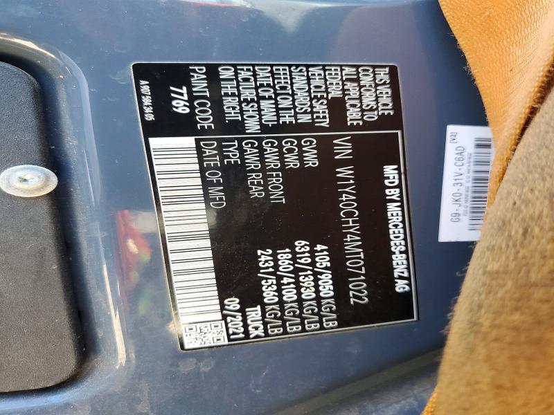 71715946 :رقم المزاد ، W1Y40CHY4MT071022 vin ، 2021 Mercedes-benz Sprinter مزاد بيع
