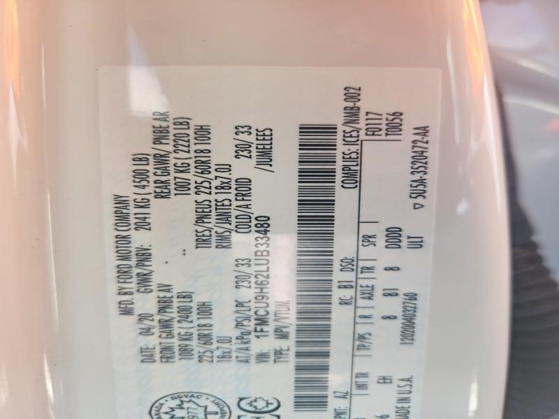 71730926 :رقم المزاد ، 1FMCU9H62LUB33480 vin ، 2020 Ford Escape مزاد بيع