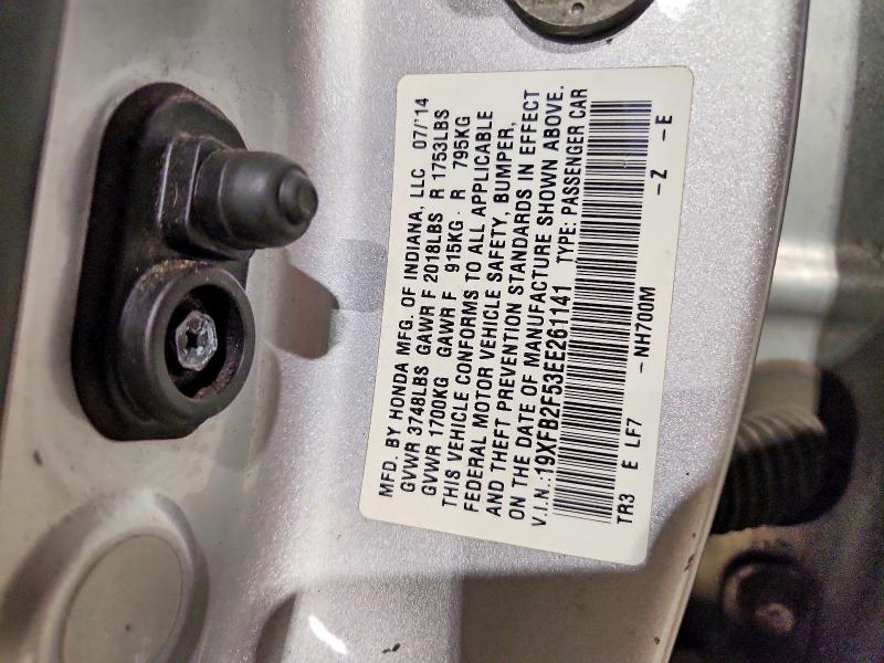 Продажа на аукционе авто 2014 Honda Civic, vin: 19XFB2F53EE261141, номер лота: 71240976