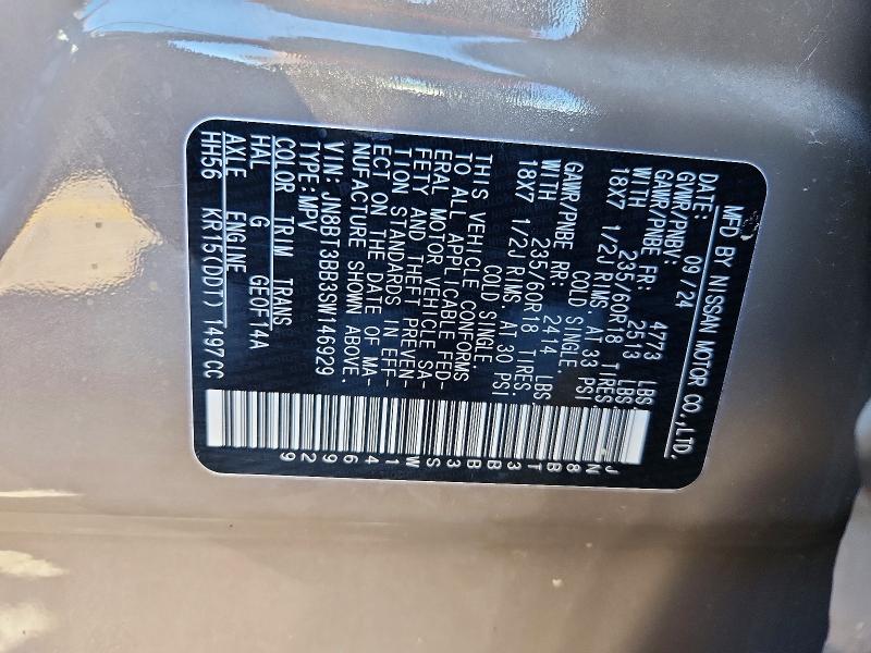 Продаж на аукціоні авто 2025 Nissan Rogue, vin: JN8BT3BB3SW146929, номер лоту: 70995336