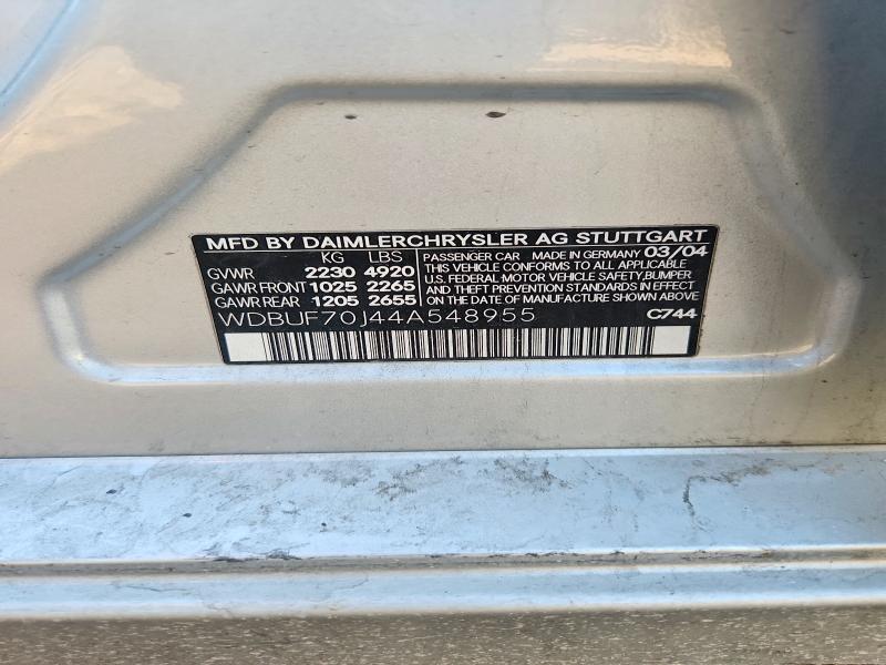 2004 Mercedes-benz E მანქანა იყიდება აუქციონზე, vin: WDBUF70J44A548955, აუქციონის ნომერი: 69096516