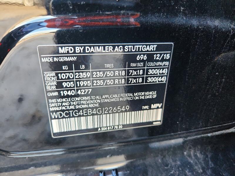 71610126 :رقم المزاد ، WDCTG4EB4GJ226549 vin ، 2016 Mercedes-benz Gla مزاد بيع