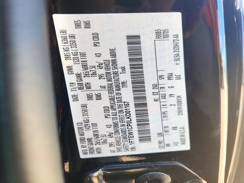 Aukcja sprzedaży 2020 Ford F150, vin: 1FTEW1CP0LKD01167, numer aukcji: 73062236