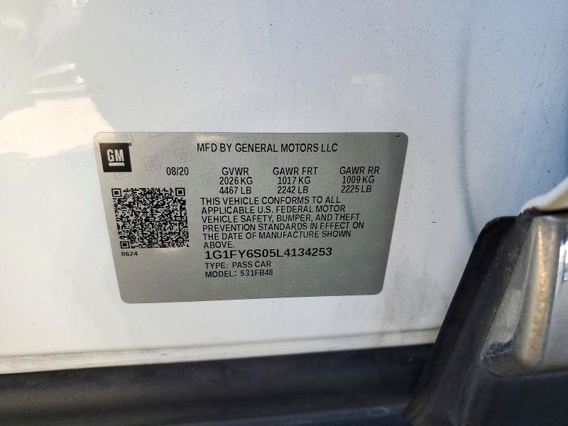 2020 Chevrolet Bolt Ev მანქანა იყიდება აუქციონზე, vin: 1G1FY6S05L4134253, აუქციონის ნომერი: 72705276