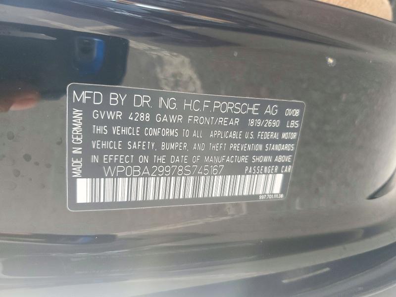 Продаж на аукціоні авто 2008 Porsche 911, vin: WP0BA29978S745167, номер лоту: 72987966