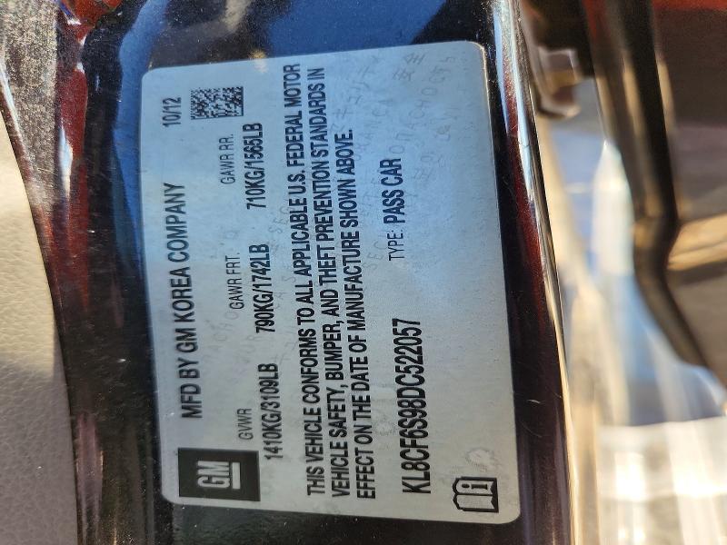71890966 :رقم المزاد ، KL8CF6S98DC522057 vin ، 2013 Chevrolet Spark مزاد بيع