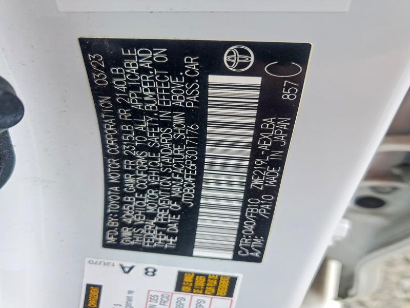 Продажа на аукционе авто 2023 Toyota Corolla Hybrid, vin: JTDBCMFE6P3017176, номер лота: 69908366