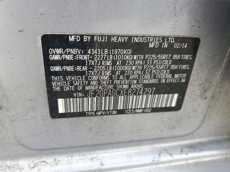 Продажа на аукционе авто 2014 Subaru Xv Crosstrek, vin: JF2GPAGCXE8274297, номер лота: 72293916
