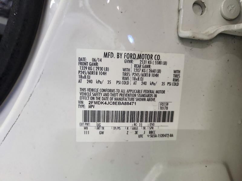 72873566 :رقم المزاد ، 2FMDK4JC8EBA88471 vin ، 2014 Ford Edge مزاد بيع