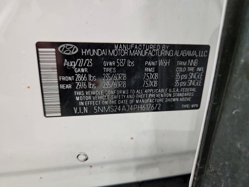 71262196 :رقم المزاد ، 5NMS24AJ4PH617672 vin ، 2023 Hyundai Santa Fe مزاد بيع