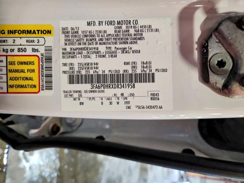 71758076 :رقم المزاد ، 3FA6P0HRXDR341958 vin ، 2013 Ford Fusion مزاد بيع
