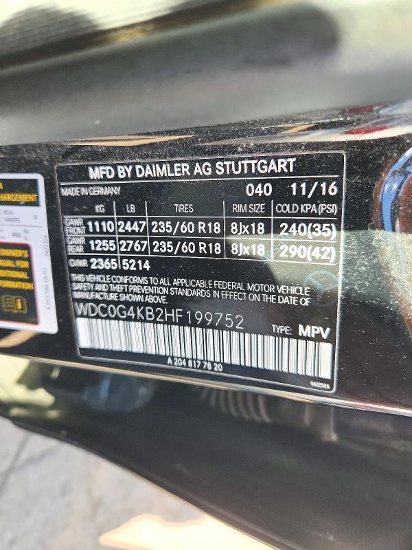 Продажа на аукционе авто 2017 Mercedes-benz Glc, vin: WDC0G4KB2HF199752, номер лота: 70685236