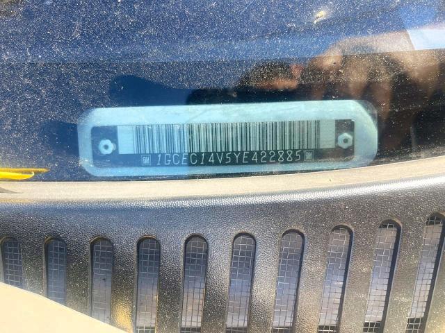 2000 Chevrolet Silverado მანქანა იყიდება აუქციონზე, vin: 1GCEC14V5YE422885, აუქციონის ნომერი: 72059636