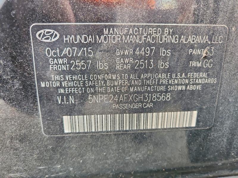 2016 Hyundai Sonata მანქანა იყიდება აუქციონზე, vin: 5NPE24AFXGH318568, აუქციონის ნომერი: 71725326