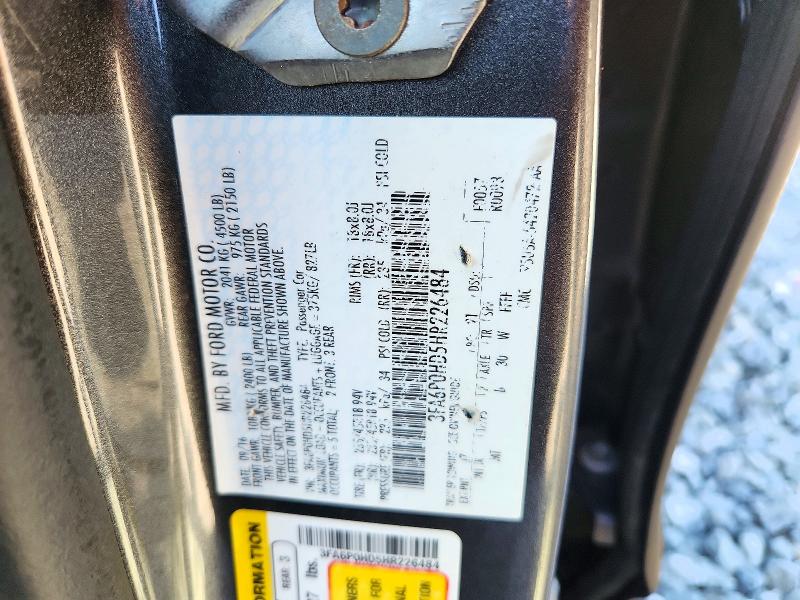 72491526 :رقم المزاد ، 3FA6P0HD5HR226484 vin ، 2017 Ford Fusion مزاد بيع