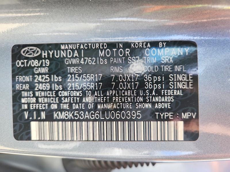 2020 Hyundai Kona მანქანა იყიდება აუქციონზე, vin: KM8K53AG6LU060395, აუქციონის ნომერი: 71666916