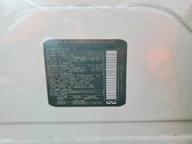 71652526 :رقم المزاد ، 3PCAJ5M36KF112731 vin ، 2019 Infiniti Qx50 مزاد بيع