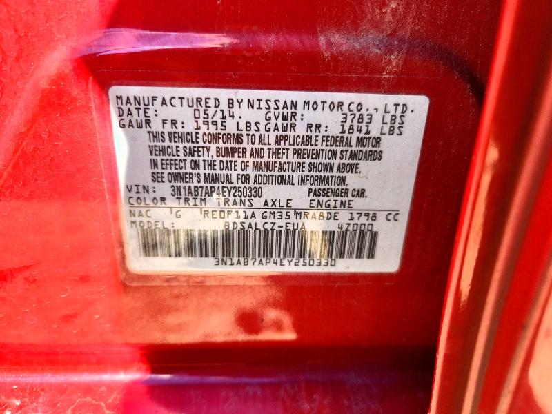 Продаж на аукціоні авто 2014 Nissan Sentra, vin: 3N1AB7AP4EY250330, номер лоту: 72026126