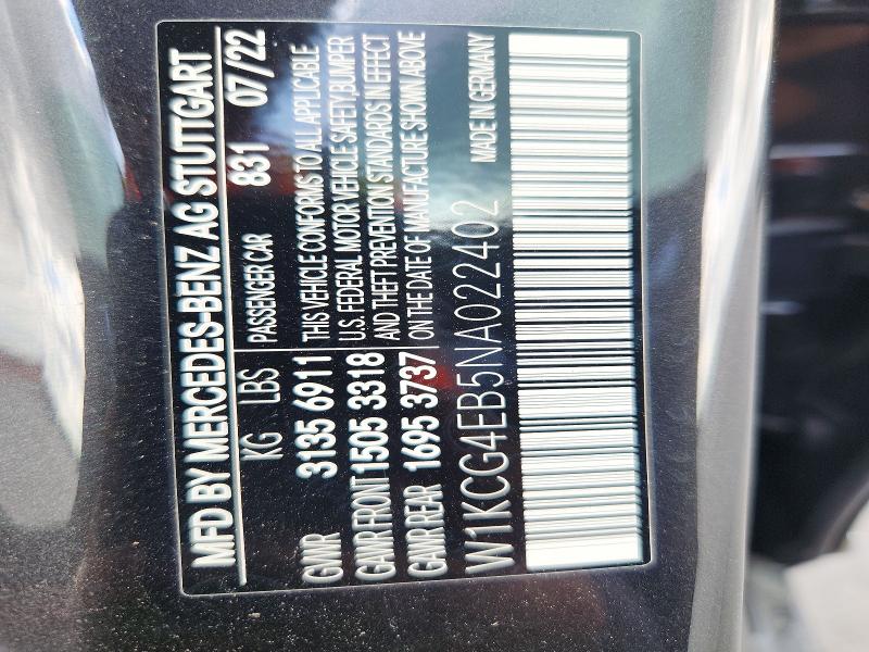 2022 Mercedes-benz Eqs Sedan მანქანა იყიდება აუქციონზე, vin: W1KCG4EB5NA022402, აუქციონის ნომერი: 71492156