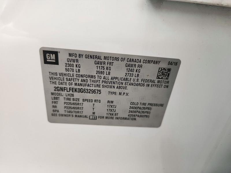Продажа на аукционе авто 2016 Chevrolet Equinox, vin: 2GNFLFEK0G6329675, номер лота: 72250956
