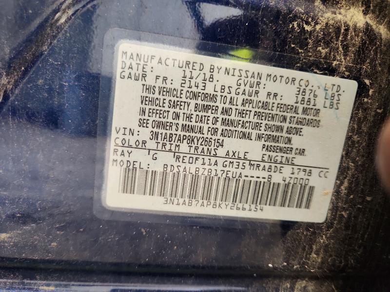 Aukcja sprzedaży 2019 Nissan Sentra, vin: 3N1AB7AP8KY266154, numer aukcji: 72232966