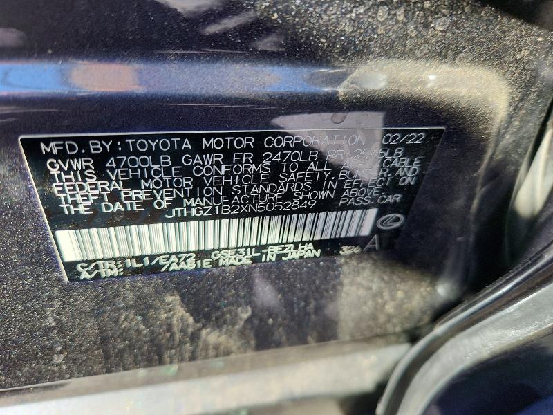Aukcja sprzedaży 2022 Lexus Is 250, vin: JTHGZ1B2XN5052849, numer aukcji: 71489626