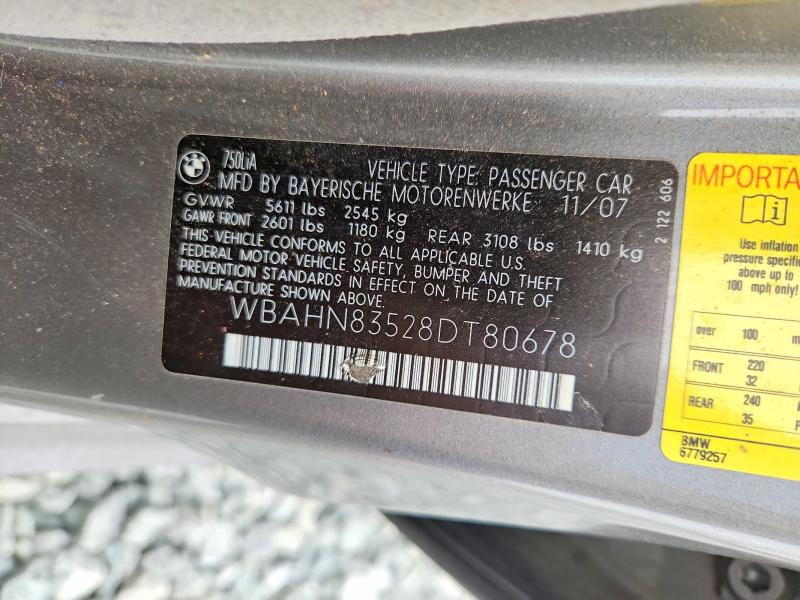 Продажа на аукционе авто 2008 Bmw 750, vin: WBAHN83528DT80678, номер лота: 71732236