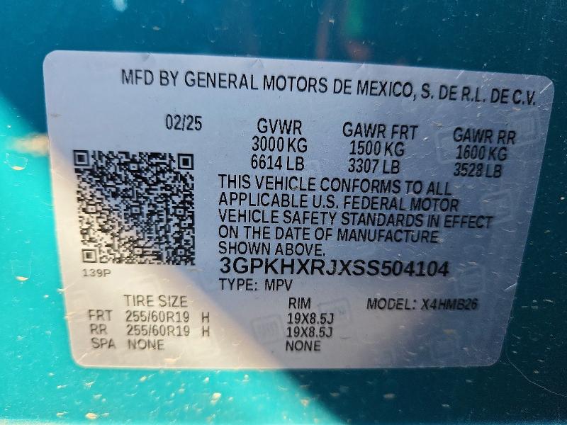 72625186 :رقم المزاد ، 3GPKHXRJXSS504104 vin ، 2025 Honda Prologue مزاد بيع