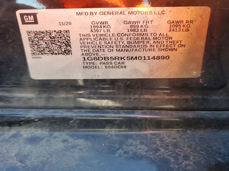 2021 Cadillac Ct4 მანქანა იყიდება აუქციონზე, vin: 1G6DB5RK5M0114890, აუქციონის ნომერი: 71381046