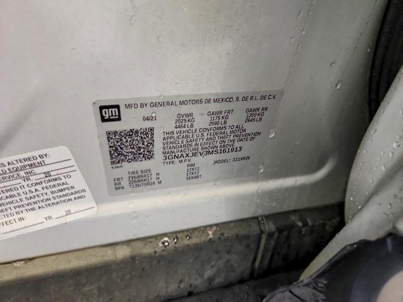 2021 Chevrolet Equinox მანქანა იყიდება აუქციონზე, vin: 3GNAXJEV3MS161913, აუქციონის ნომერი: 71366806