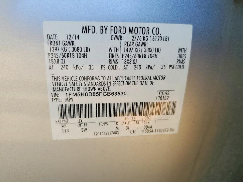 Продаж на аукціоні авто 2015 Ford Explorer, vin: 1FM5K8D85FGB63530, номер лоту: 70912456