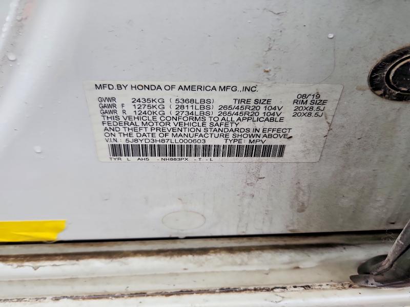 Aukcja sprzedaży 2020 Acura Mdx, vin: 5J8YD3H87LL000603, numer aukcji: 71612026