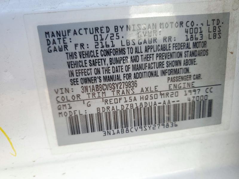 2025 Nissan Sentra მანქანა იყიდება აუქციონზე, vin: 3N1AB8CV9SY279836, აუქციონის ნომერი: 72426506