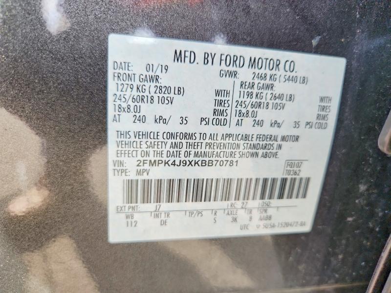 Aukcja sprzedaży 2019 Ford Edge, vin: 2FMPK4J9XKBB70781, numer aukcji: 71405786