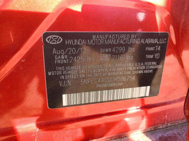 2013 Hyundai Sonata მანქანა იყიდება აუქციონზე, vin: 5NPEC4AC0DH586754, აუქციონის ნომერი: 71249136